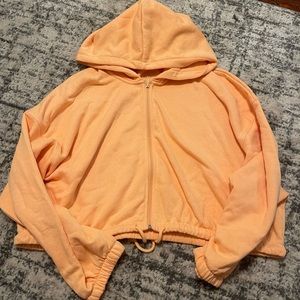 Orange Cropped Zip Up